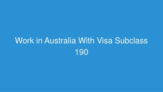 Work in Australia With Visa Subclass 190