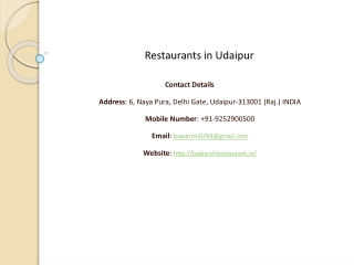 Restaurants in Udaipur