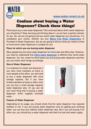 Confuse about buying a Water Dispenser? Check these things!