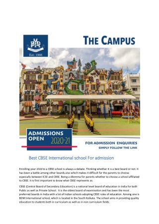 Best CBSE International school For admission