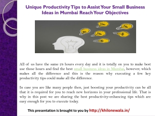 Unique Productivity Tips to Assist Your Small Business Ideas in Mumbai Reach Your Objectives