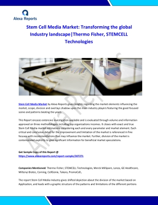 Global Stem Cell Media Market Analysis 2015-2019 and Forecast 2020-2025