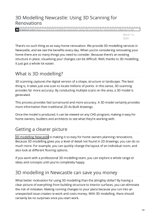 3D Modelling Newcastle: Using 3D Scanning for Renovations