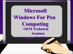 Microsoft Windows For Pen Computing