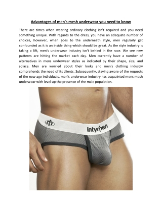 Advantages of men's mesh underwear you need to know