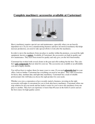 Castormart- Complete Machinery Accessories