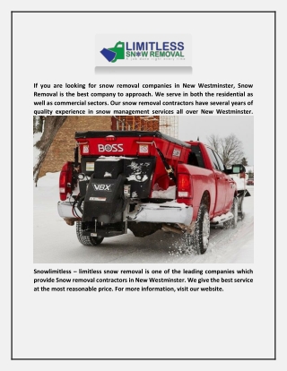 Snow removal in New Westminster | Snow Removal New Westminster