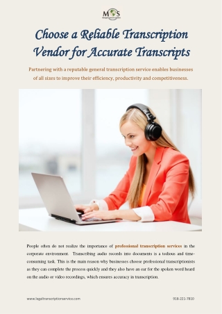 Choose a Reliable Transcription Vendor for Accurate Transcripts