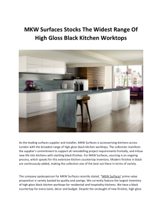 MKW Surfaces Stocks The Widest Range Of High Gloss Black Kitchen Worktops