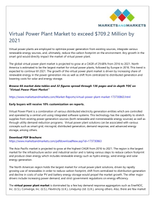 Virtual Power Plant Market to exceed $709.2 Million by 2021