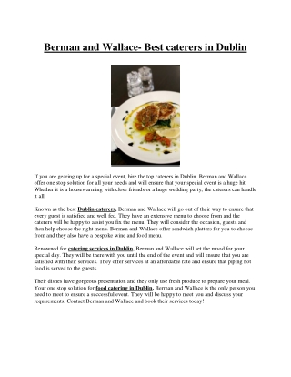 Berman and Wallace- Best caterers in Dublin