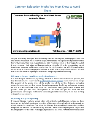 Common Relocation Myths You Must Know to Avoid Them