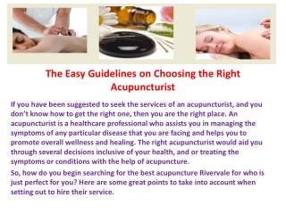 The easy guidelines on choosing the right acupuncturist