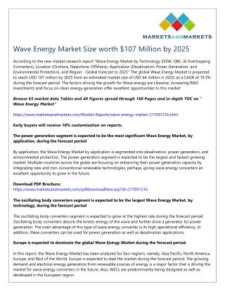 Wave Energy Market Size worth $107 Million by 2025