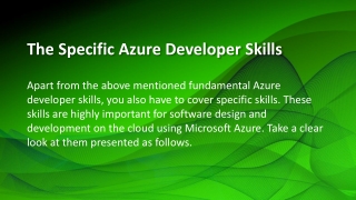 The Specific Azure Developer Skills