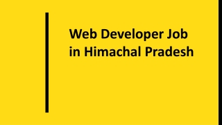 Web Developer Job in Himachal Pradesh
