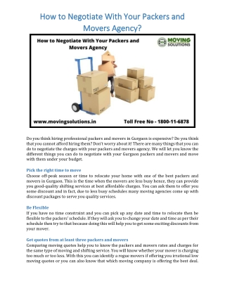 How to Negotiate With Your Packers and Movers Agency?