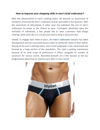 How to improve your shopping skills in men's brief underwear?
