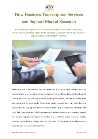 How Business Transcription Services can Support Market Research