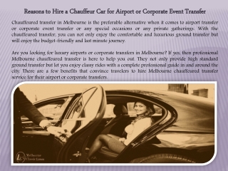 Reasons to Hire a Chauffeur Car for Airport or Corporate Event Transfer