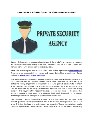 HOW TO HIRE A SECURITY GUARD FOR YOUR COMMERCIAL SPACE