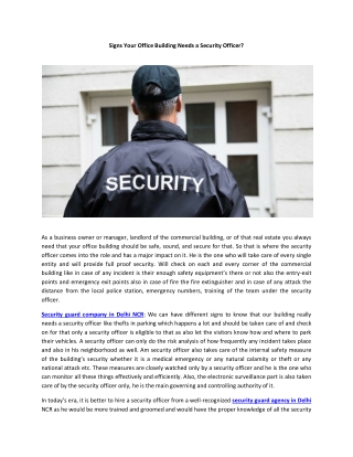 Signs Your Office Building Needs a Security Officer?