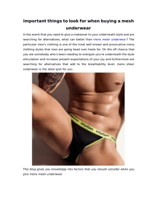 Important things to look for when buying a mesh underwear