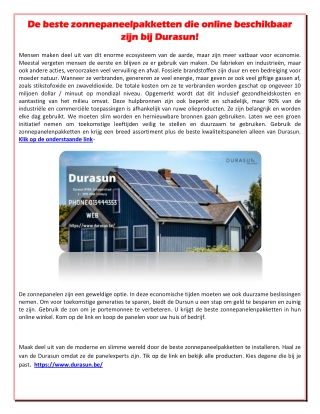 De beste zonnepaneelpakketten die online beschikbaar zijn bij Durasun!