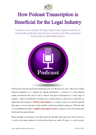 How Podcast Transcription is Beneficial for the Legal Industry