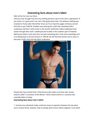 Interesting facts about men's bikini