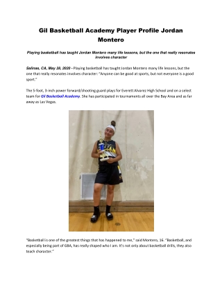 Gil Basketball Academy Player Profile Jordan Montero