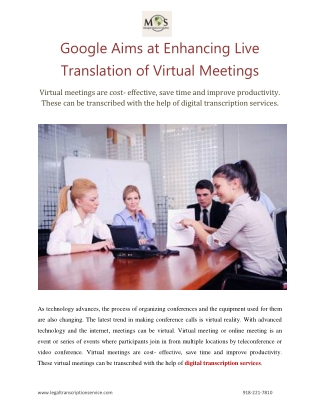 Google Aims at Enhancing Live Translation of Virtual Meetings