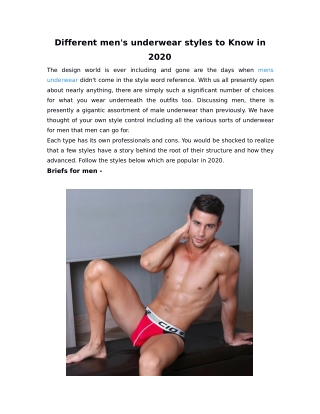Different men's underwear styles to Know in 2020