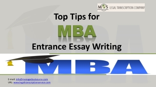 Top Tips for MBA Entrance Essay writing