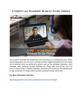 A Video Call Planned- 10 Must To Do Things