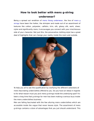 How to look better with mens g-string underwear?