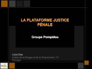 LA PLATAFORME JUSTICE PÉNALE Groupe Pompidou