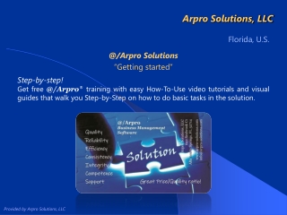@/Arpro Solutions “Getting started”