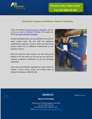 Hot Water Systems in Brisbane: Abstract Plumbing