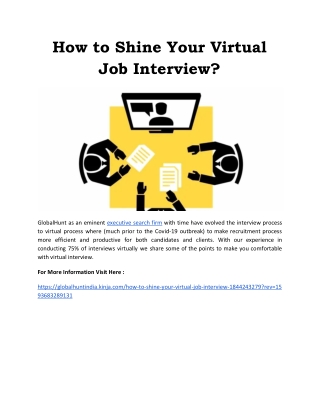 How to Shine Your Virtual Job Interview?