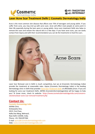 Acne Scar Treatment Delhi-Cosmetic Dermatology India
