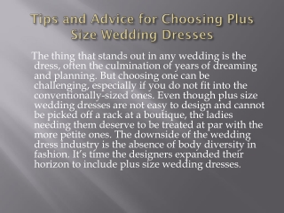 Tips and Advice for Choosing Plus Size Wedding Dresses