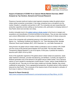 Calcium Nitrate Market Overview - Discern Magnified Growth