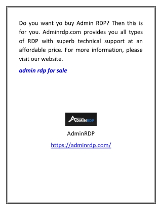 Admin rdp for sale | Adminrdp.com