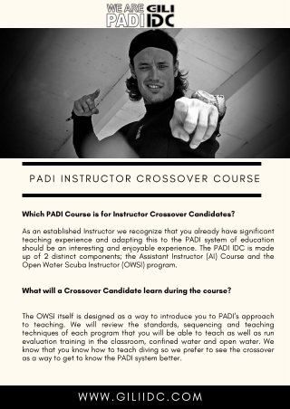 PADI IDC Crossover - Crosover to PADI with CD Holly Macleod in the Gili's