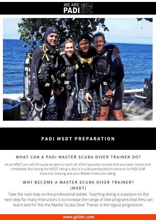 PADI MSDT Preparation