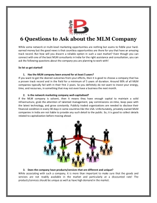 6 Questions to Ask about the MLM Company