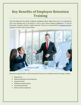 Key Benefits of Employee Retention Training