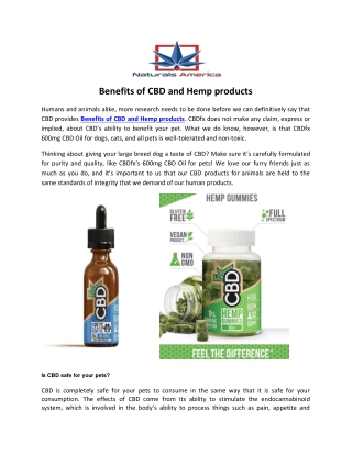 Benefits of CBD and Hemp products