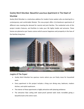 Godrej Worli Mumbai Apartments